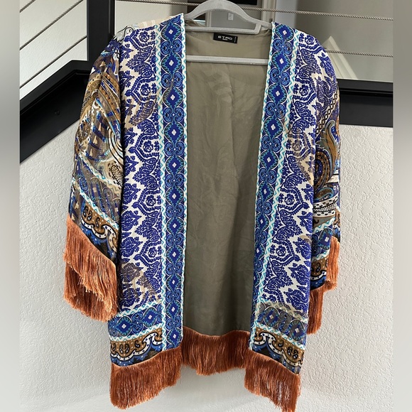 Etro Jackets & Blazers - Etro Milano Silk-Blend Paisley Kimono Jacket w/ Fringe – Made in Italy